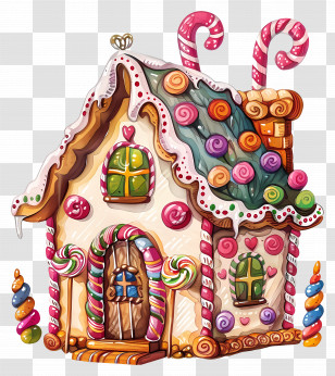 Gingerbread House - Candy House Illustration With Sweet Decorations Transparent PNG