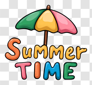 Minimalist Summer Word Logo - Colorful Summer Time Umbrella Transparent PNG