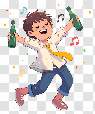 Drunk Man - Happy Man Dancing At A Party Illustration Transparent PNG