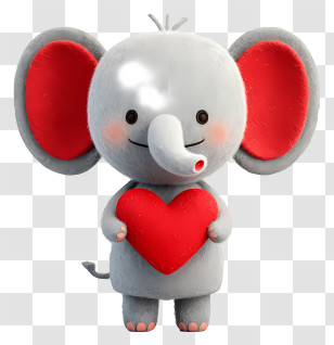 Baby Elephant With Heart - Cute Elephant With Heart For Affection Transparent PNG