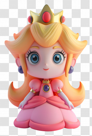 Princess Peach - Charming Princess Cartoon Character In Elegant Dress Transparent PNG