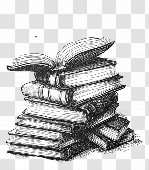 Stack Of Sketchy Books - Artistic Stack Of Books Illustration Transparent PNG