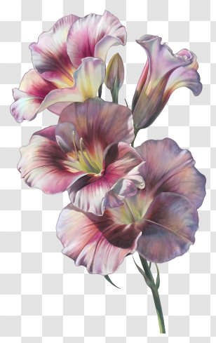 Cartoon - Pink Gladiolus Flowers In Bloom Transparent PNG