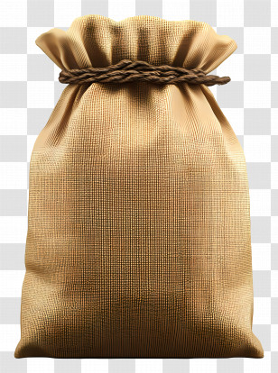 Coffee Bag - Tan Burlap Sack With Rope Tie Transparent PNG