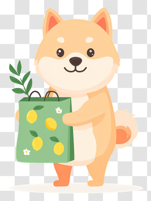 Cute Cartoon Dog - Cute Shiba Inu Holding Shopping Bag Transparent PNG