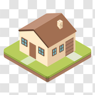 Icon - Small Isometric House On A Green Base Transparent PNG