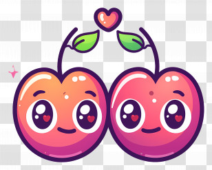 Cute Cherries - Cartoon Cherries With Happy Faces Transparent PNG