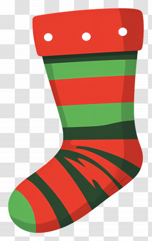 Christmas Socks - Red And Green Striped Christmas Stocking Transparent PNG