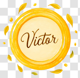 Victor Logo - Yellow Watercolor Circle Label Transparent PNG