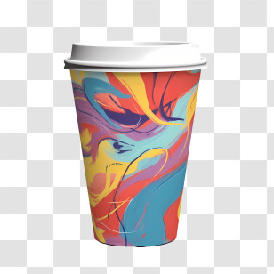Paper Cup Mockup
 - Colorful Coffee Cup With Artistic Design Transparent PNG
