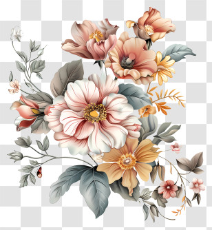 Flores - Elegant Vintage Floral Design Transparent PNG