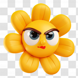 Flower - Angry Cartoon Flower Emoji Transparent PNG