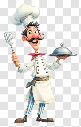 Cartoon Chef - Cartoon Chef With Cooking Utensils Transparent PNG