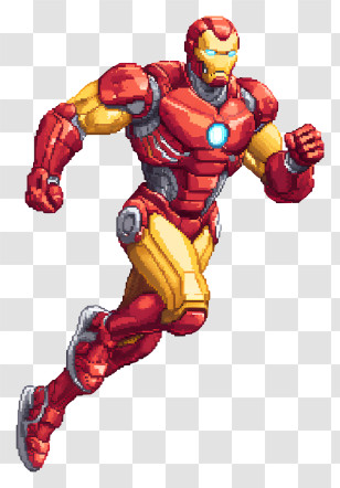 Iron Man Pixel - Red And Yellow Armored Hero In Action Transparent PNG