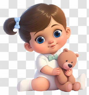 Cute Baby Girl - Cute Baby Holding Teddy Bear Transparent PNG