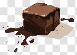 Fudge - Mouth-Watering Chocolate Brownie Dripping With Chocolate Transparent PNG