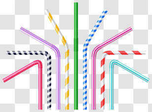 Drinking Straws - Colorful Striped Bendable Straws Transparent PNG