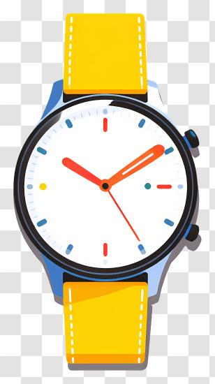 Smartwatch - Stylish Yellow Watch With Colorful Markers Transparent PNG
