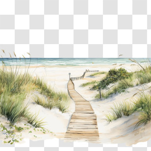 Beach Walking Road - Artistic Sketch Of A Beach Pathway Transparent PNG