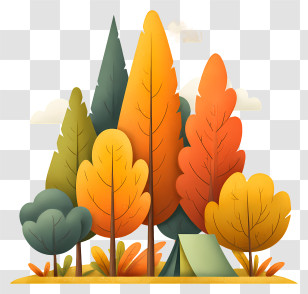 Autumn Forest Camping - Colorful Autumn Trees Transparent PNG