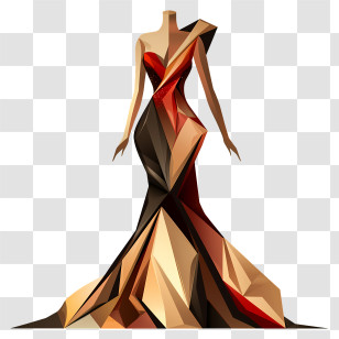 Fashion Dress - Abstract Geometric Evening Gown Transparent PNG