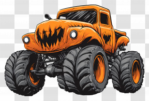 Halloween Monster Truck - Halloween-Themed Monster Truck With Creepy Design Transparent PNG