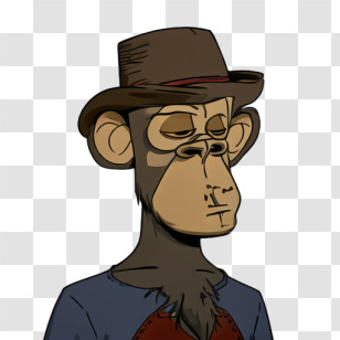 Cartoon - Monkey Character With Hat And Serious Expression Transparent PNG