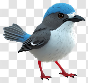 Realistic Style Bird - Detailed Illustration Of A Small Blue And Gray Bird Transparent PNG