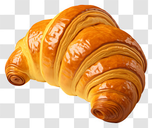 Flat French Croissant - Golden Brown Croissant Pastry Transparent PNG