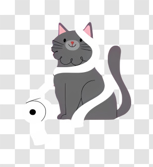 Black Cat - Playful Gray Cat Wrapped In Toilet Paper Transparent PNG