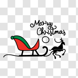 Merry Christmas - Christmas Sleigh And Reindeer Illustration Transparent PNG