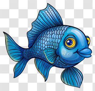 Blue Cartoon Fish - Cartoon Blue Fish Illustration Transparent PNG