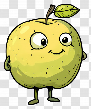 Apples - Cartoon Yellow Apple With A Cheerful Expression Transparent PNG