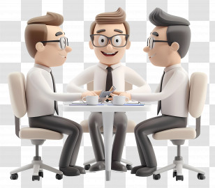 Businessman Meeting - Cartoon Business Meeting Scene Transparent PNG