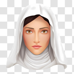 Woman With Veil - Portrait Of A Woman In White Hood Transparent PNG