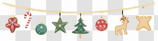 Christmas Decorations - Holiday Garland With Festive Ornaments Transparent PNG