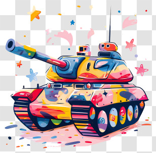 Cartoon Tank - Colorful Cartoon Tank With Paint Splash Design Transparent PNG