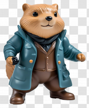 Groundhog Day - Cute Animal Figurine In Coat Transparent PNG