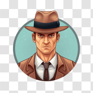 Detective - Serious Man In Brown Hat And Suit Transparent PNG