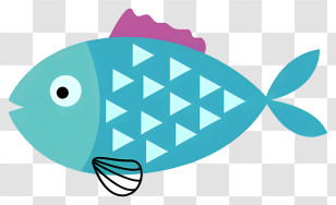 Blue Fish - Blue Fish With Triangle Patterns Transparent PNG
