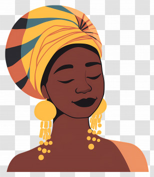 African Woman - Stylish Woman With Headwrap And Earrings Transparent PNG