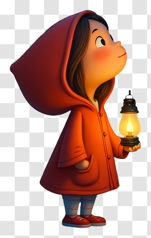 Dreamy Cartoon Girl - Curious Child In Red Hood Transparent PNG
