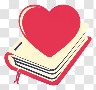 Cartoon - Heart On A Book Illustration In Red And Cream Transparent PNG
