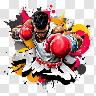 Dynamic Sport Shot - Power Boxer Punching Through Paint Transparent PNG