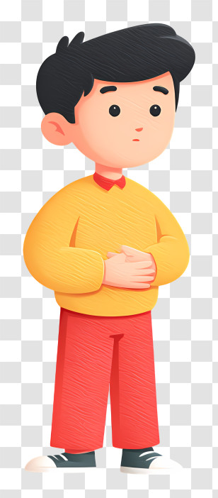 Boy Having Stomachache - Thoughtful Boy In Yellow Sweater Transparent PNG