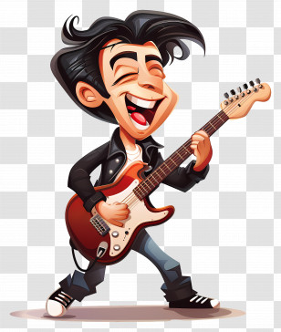 Rock N Roll - Animated Rock Guitarist With Electric Guitar Transparent PNG