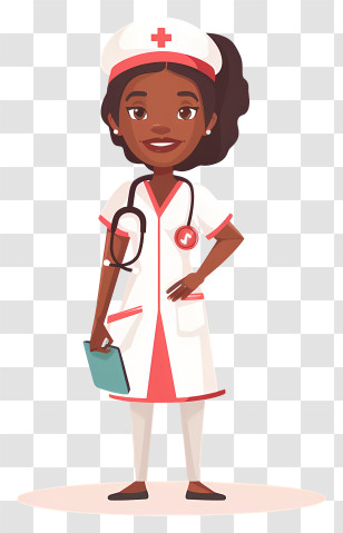 Nurse - Cartoon Nurse Illustration With Stethoscope Transparent PNG