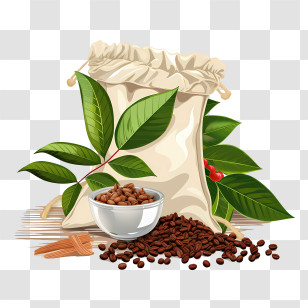 Coffee Beans Bag - Coffee Bag And Beans Illustration Transparent PNG