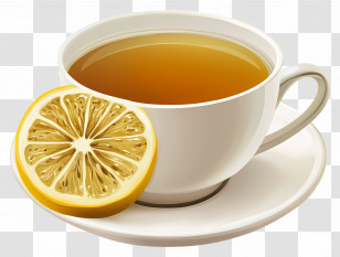 Tea With Lemon - Cup Of Hot Tea With Lemon Slice Transparent PNG