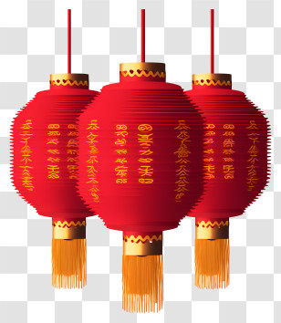 Red Chinese Lantern - Festive Red Paper Lanterns For Chinese New Year Transparent PNG